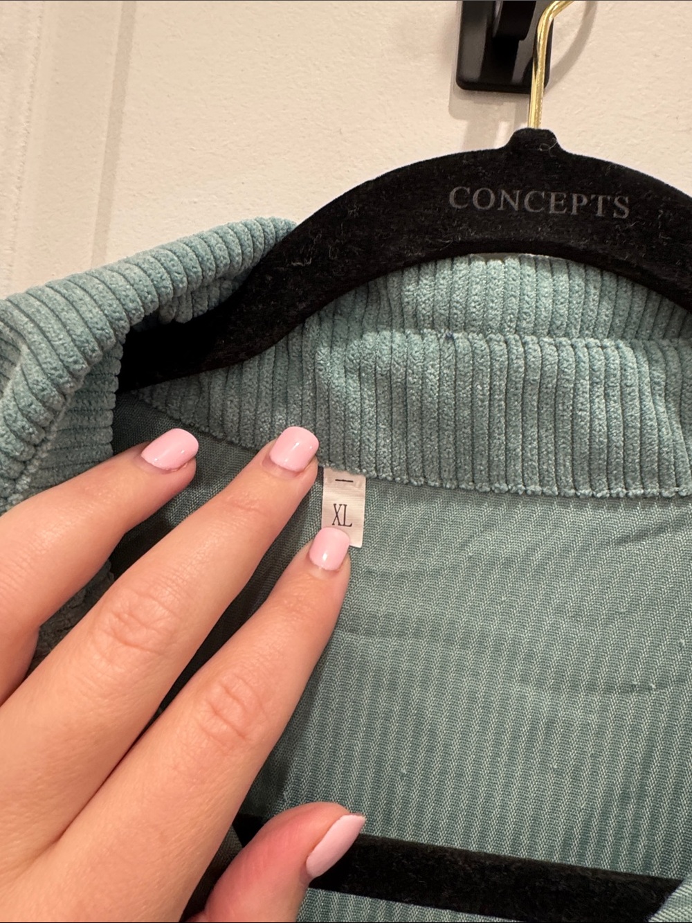 Light Teal Corduroy Button-Up Shirt - Picture 2 of 2